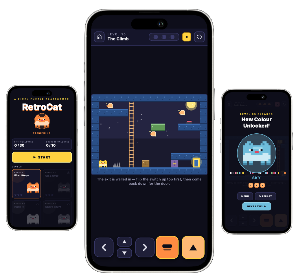 Retro Cat Quest app screenshots